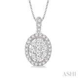 OVAL SHAPE HALO LOVEBRIGHT ESSENTIAL DIAMOND PENDANT