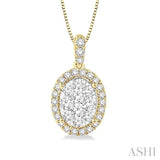 Oval Shape Halo Lovebright Essential Diamond Pendant