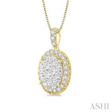Oval Shape Halo Lovebright Essential Diamond Pendant
