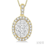 Oval Shape Halo Lovebright Essential Diamond Pendant