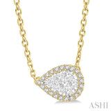 Pear Shape East-West Halo Lovebright Essential Diamond Pendant