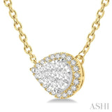 Pear Shape East-West Halo Lovebright Essential Diamond Pendant