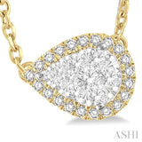 Pear Shape East-West Halo Lovebright Essential Diamond Pendant