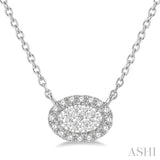 Oval Shape East-West Halo Lovebright Essential Diamond Pendant