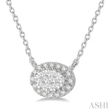Oval Shape East-West Halo Lovebright Essential Diamond Pendant