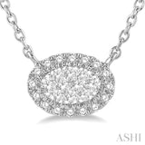 Oval Shape East-West Halo Lovebright Essential Diamond Pendant