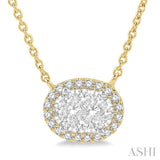 Oval Shape East-West Halo Lovebright Essential Diamond Pendant