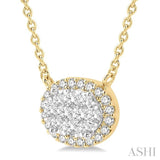 Oval Shape East-West Halo Lovebright Essential Diamond Pendant