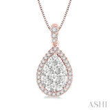 Pear Shape Halo Lovebright Essential Diamond Pendant