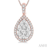 Pear Shape Halo Lovebright Essential Diamond Pendant