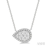 Pear Shape East-West Halo Lovebright Essential Diamond Pendant