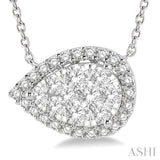 Pear Shape East-West Halo Lovebright Essential Diamond Pendant