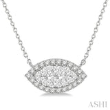 Marquise Shape East-West Halo Lovebright Essential Diamond Pendant