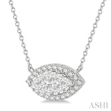 Marquise Shape East-West Halo Lovebright Essential Diamond Pendant