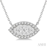 Marquise Shape East-West Halo Lovebright Essential Diamond Pendant
