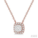 CUSHION SHAPE HALO LOVEBRIGHT ESSENTIAL DIAMOND NECKLACE
