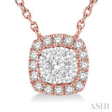 CUSHION SHAPE HALO LOVEBRIGHT ESSENTIAL DIAMOND NECKLACE