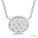 Oval Shape East-West Lovebright Essential Diamond Pendant