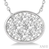 Oval Shape East-West Lovebright Essential Diamond Pendant