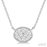 Oval Shape East-West Lovebright Essential Diamond Pendant