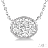 Oval Shape East-West Lovebright Essential Diamond Pendant