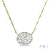 Oval Shape East-West Lovebright Essential Diamond Pendant