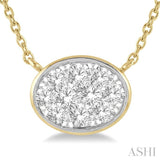 Oval Shape East-West Lovebright Essential Diamond Pendant