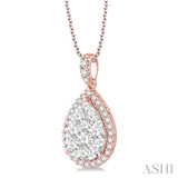 Pear Shape Halo Lovebright Essential Diamond Pendant
