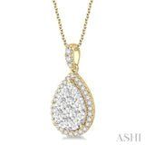 Pear Shape Halo Lovebright Essential Diamond Pendant