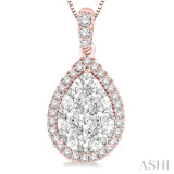 Pear Shape Halo Lovebright Essential Diamond Pendant