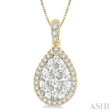 Pear Shape Halo Lovebright Essential Diamond Pendant