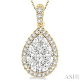 Pear Shape Halo Lovebright Essential Diamond Pendant