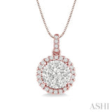 Round Shape Halo Lovebright Essential Diamond Pendant
