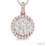 Round Shape Halo Lovebright Essential Diamond Pendant