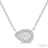 Pear Shape East-West Halo Lovebright Essential Diamond Pendant