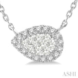 Pear Shape East-West Halo Lovebright Essential Diamond Pendant
