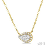 Pear Shape East-West Halo Lovebright Essential Diamond Pendant