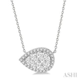 Pear Shape East-West Halo Lovebright Essential Diamond Pendant