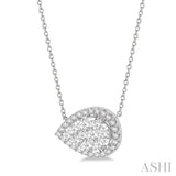 Pear Shape East-West Halo Lovebright Essential Diamond Pendant