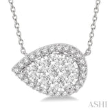 Pear Shape East-West Halo Lovebright Essential Diamond Pendant