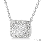 EMERALD SHAPE HALO LOVEBRIGHT ESSENTIAL DIAMOND NECKLACE