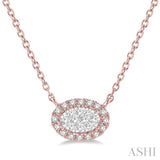 OVAL SHAPE EAST-WEST HALO LOVEBRIGHT ESSENTIAL DIAMOND NECKLACE