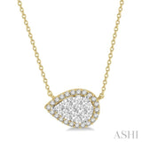 Pear Shape East-West Halo Lovebright Essential Diamond Pendant