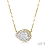 Pear Shape East-West Halo Lovebright Essential Diamond Pendant