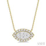 Marquise Shape East-West Halo Lovebright Essential Diamond Pendant