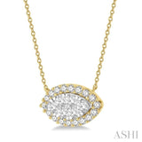 Marquise Shape East-West Halo Lovebright Essential Diamond Pendant