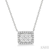 Emerald Shape Halo Lovebright Essential Diamond Pendant