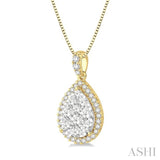 Pear Shape Halo Lovebright Essential Diamond Pendant