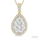 Pear Shape Halo Lovebright Essential Diamond Pendant
