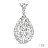 Pear Shape Halo Lovebright Essential Diamond Pendant